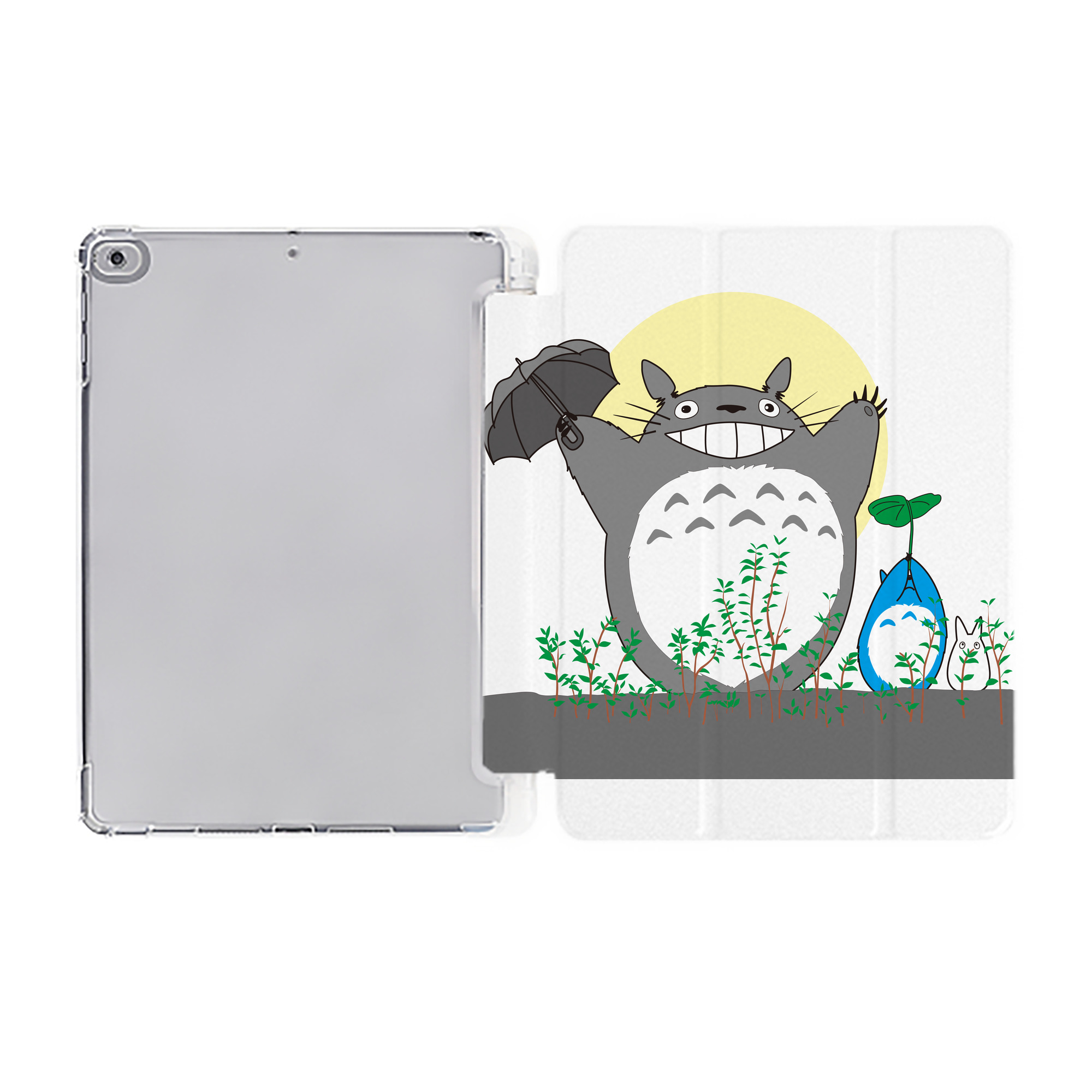 （画像用） となりのトトロ 草壁メイ 草壁サツキ My Neighbor Totoro Satsuki Kusakabe Mei Kusakabe IPad ケース ペン収納付き 三つ折りスタンド PUレザー×シリコン 対応機種9.5/10.5/10.9インチ